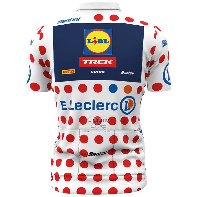 Lidl Trek Ropa Ciclismo Culotte Corto 2023 Hombre Mangas Cortas Blanco Rojo Spot